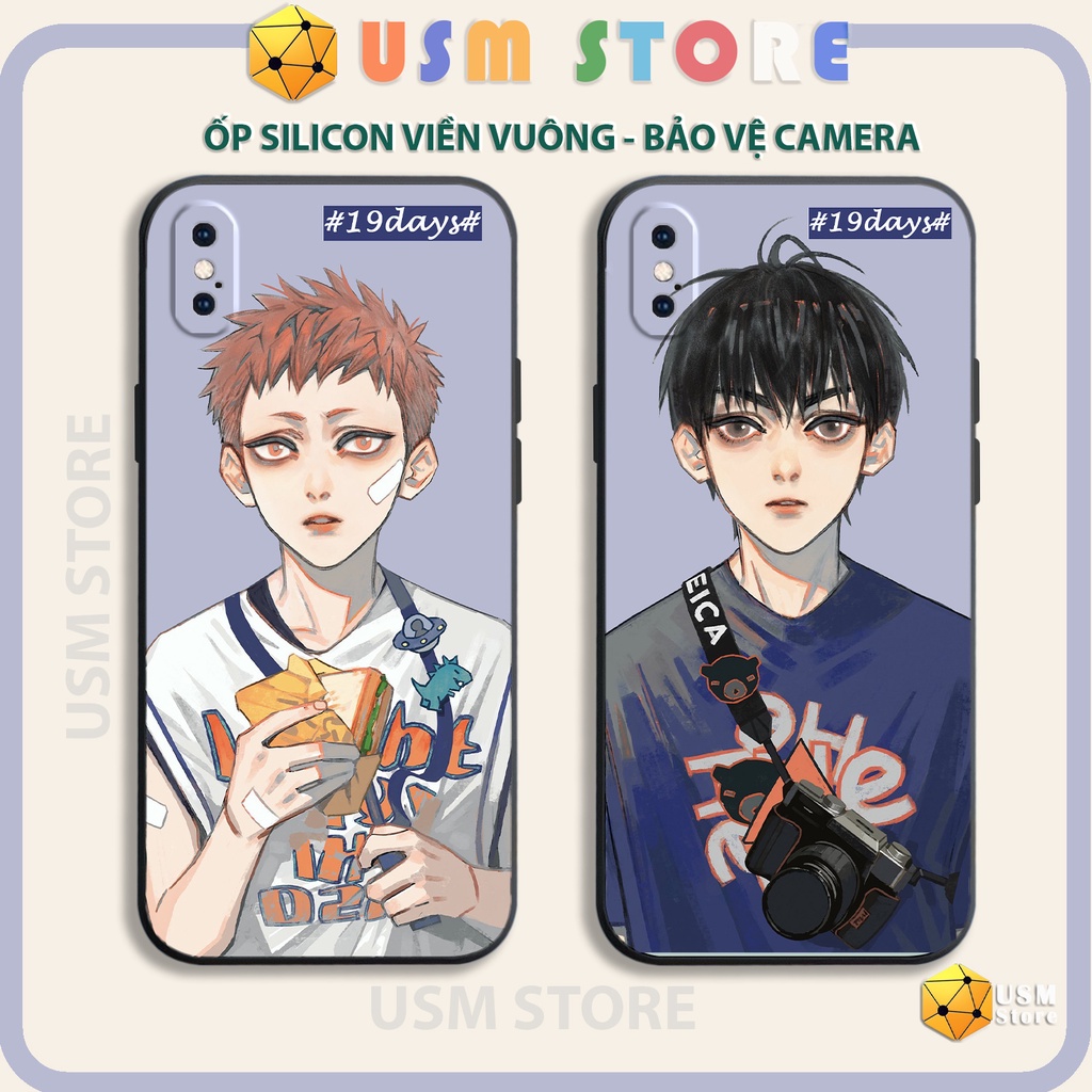 Ốp điện thoại iphone 6/6s/6plus/7/7plus/8/8plus/X/XS/XSmax/XR viền vuông có cạnh bảo vệ camera, hình nhân vật 19 Days