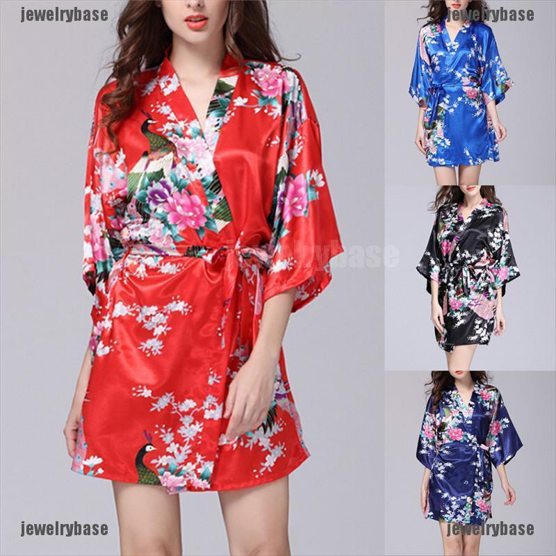 Áo choàng ngủ bằng vải satin phong cách thời trang in hoa cho nữ | BigBuy360 - bigbuy360.vn