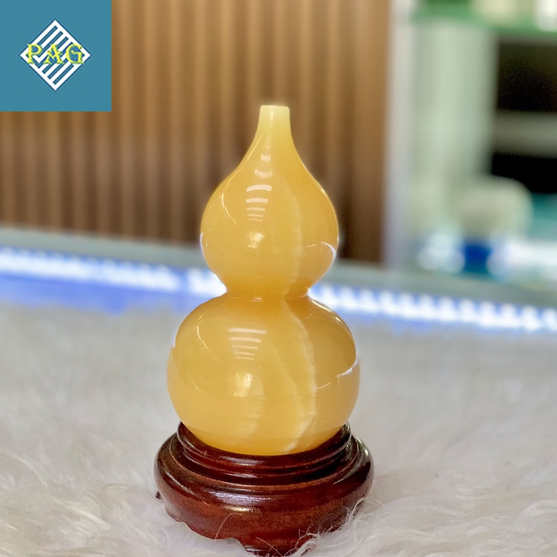 Qủa Bầu Hồ Lô Chiêu Tài Hút Lộc Đá Ngọc Hoàng Long Nguyên Khối