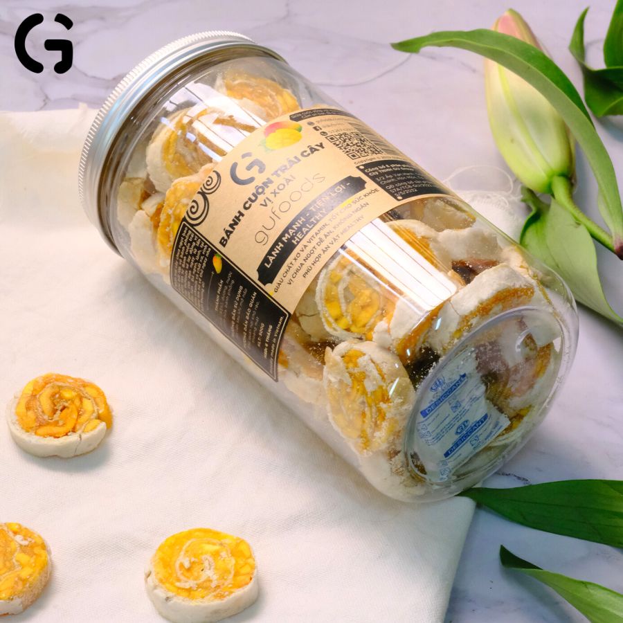 Bánh cuộn trái cây GUfoods - Chua ngọt tự nhiên, Giàu vitamin C, Ăn vặt healthy, Tốt cho sức khoẻ (200g/500g) - Mứt Tết