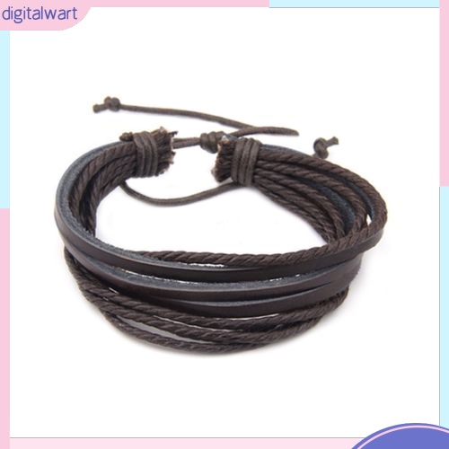 Vòng tay da nhân tạo nhiều lớp dễ dàng thay đổi kích thước cá tính thời trang dành cho nam và nữ