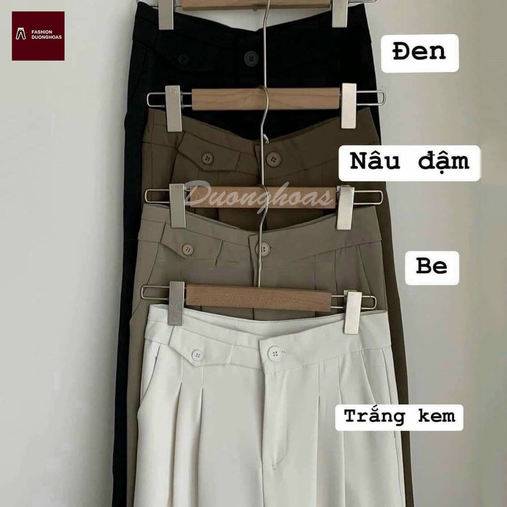 Quần ống rộng nữ cạp cao có trang trí nắp túi chất Ruby mềm mịn phong cách hàn quốc trẻ trung m020