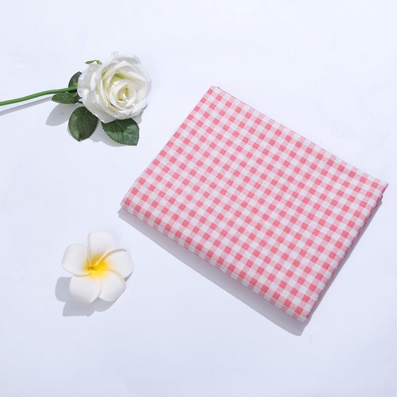 Vải Bố Vải Canvas Decor Trang Trí Làm Rèm Cửa Khăn Bàn Phông Chụp Ảnh Hoạ Tiết Caro Hồng Nhuyễn