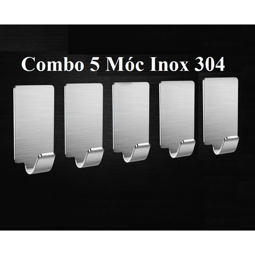 Combo 5 Móc Dán Tường Keo 3M chất liệu INOX SUS304 siêu dính - M08