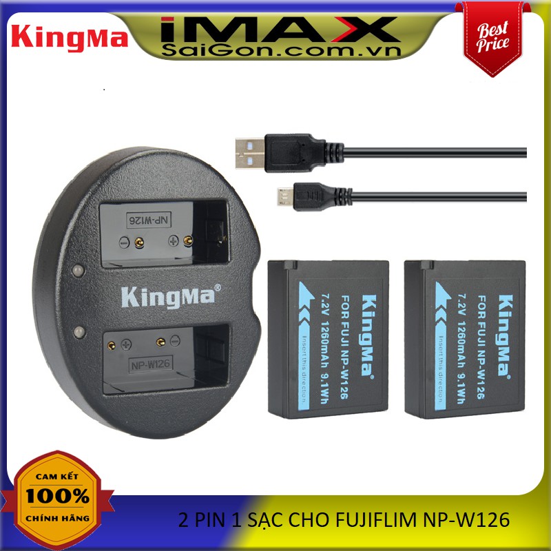 2 PIN 1 SẠC KINGMA thay thế CHO PIN FUJIFLIM NP-W126