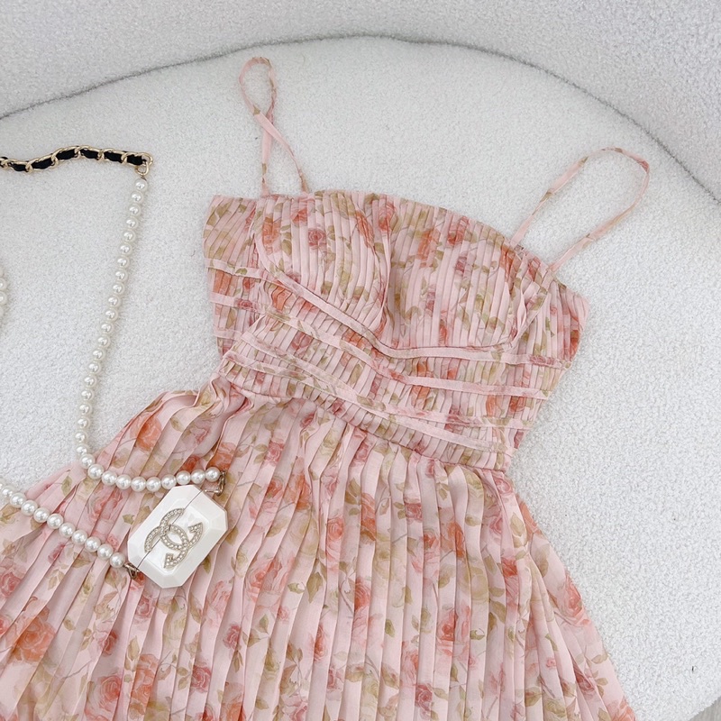 ĐẦM MIDI HOA DẬP LY 2 DÂY