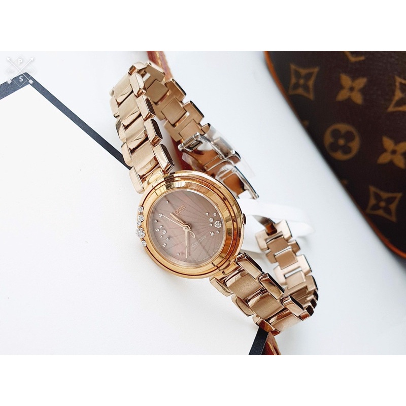 Đồng hồ nữ chính hãng Citizen EM0463-51Y - Máy quartz pin năng lượng ánh sáng - Kính Sappphire