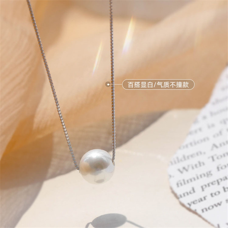 Dây chuyền bạc sterling 925 mặt ngọc trai tự nhiên thanh lịch đơn giản phong cách Hàn Quốc dành cho nữ