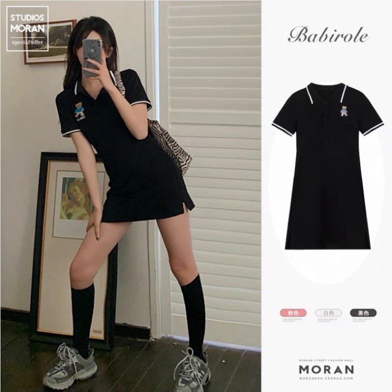 (Kho Sỉ Nam Đinh) VÁY POLO XOÈ THÊU GẤU