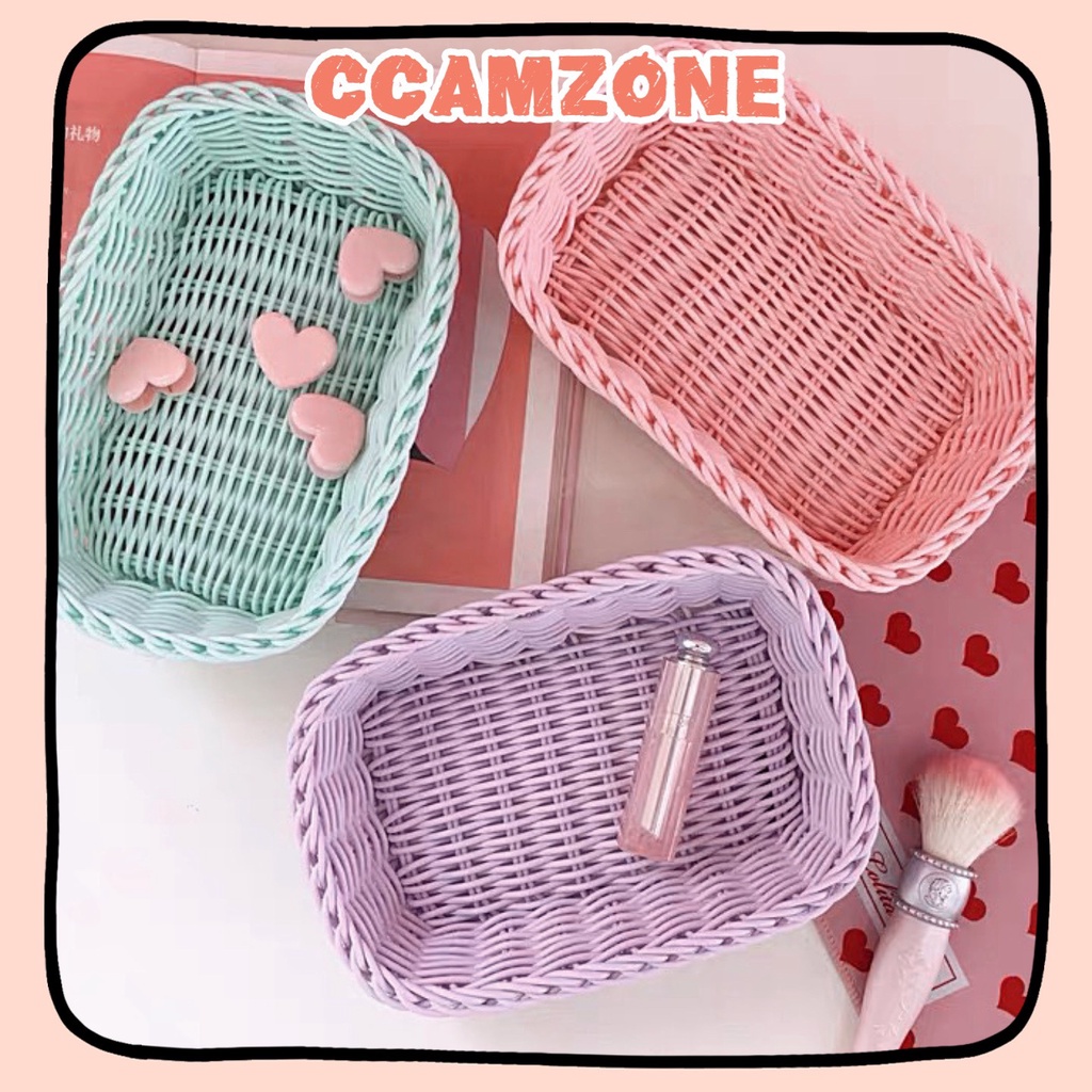 Rổ Mây Đựng Đồ Đa Năng màu Pastel Siêu Xinh cti305 ccamzone