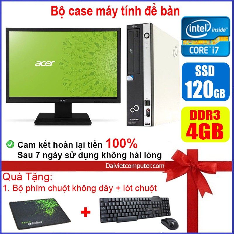 Bộ case máy tính để bàn Fujitsu CPU Core i7 / i5 / i3 / Ram 4GB / SSD 120GB / 240G + Màn hình 19 inch | BigBuy360 - bigbuy360.vn