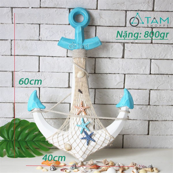 Mỏ neo trang trí gỗ 60cm MN-01