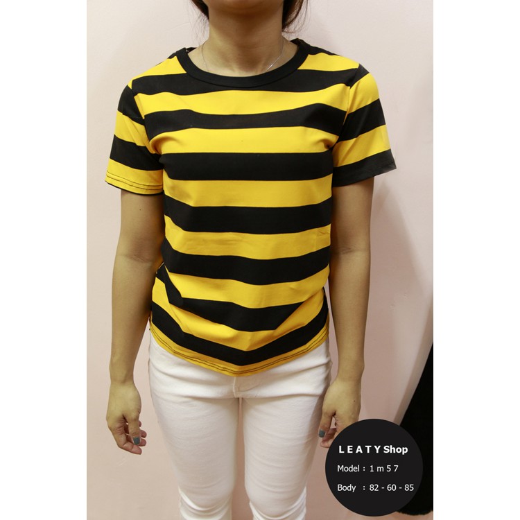 Áo thun nữ Đẹp kiểu sọc Xuất Khẩu Cotton 100% (hình thật)