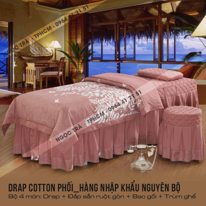 Ga Cotton trải giường spa, nối mi phun xăm 4 món