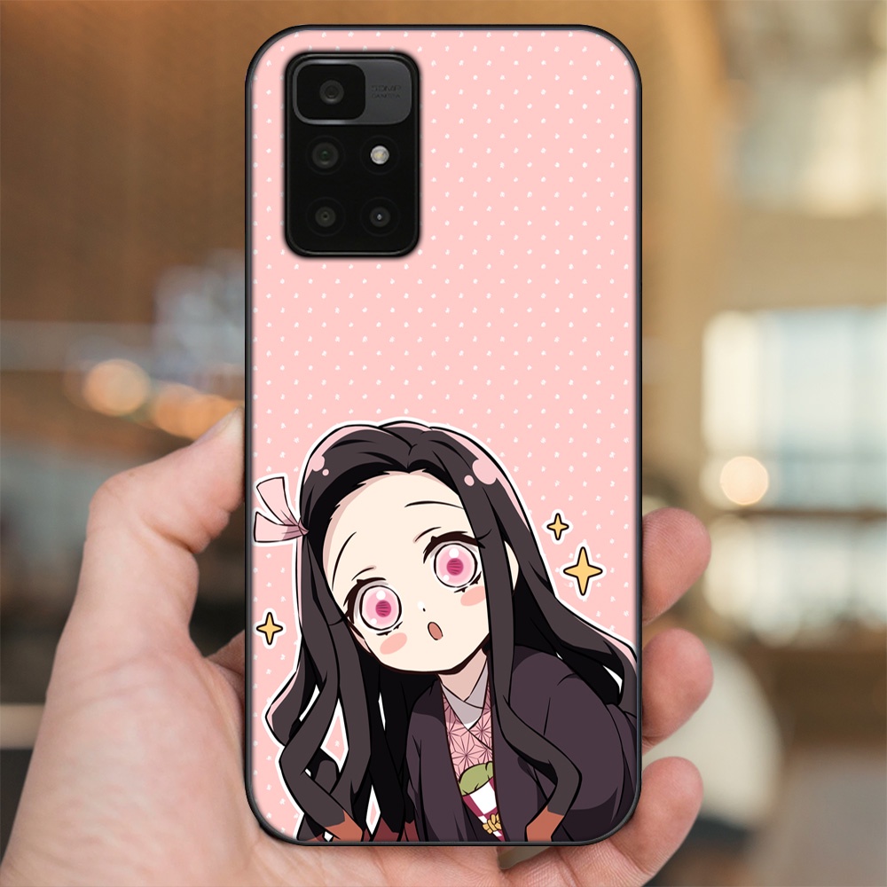 Ốp lưng Xiaomi Redmi 10 viền đen in hình Nezuko Kimetsu no Yaiba
