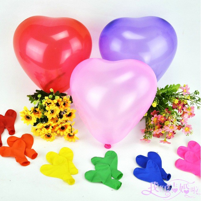 Bộ 100 Bong Bóng Bay Balloon Hình Trái Tim - Hàng Việt Nam Chất Lượng Cao Nhiều Màu - LICLAC