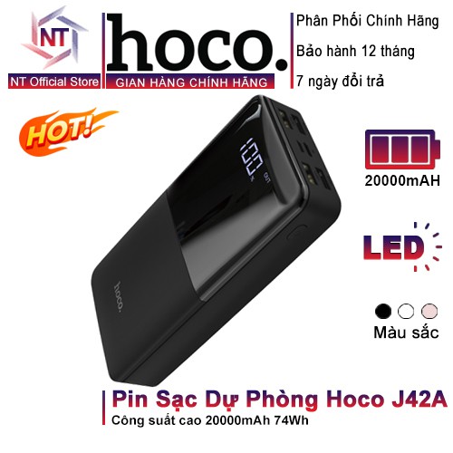 Pin Sạc Dự Phòng Hoco J42A High Power Chính Hãng 20000mAh 74Wh Màn Hình Led Thông Minh – Bảo Hành 12 Tháng