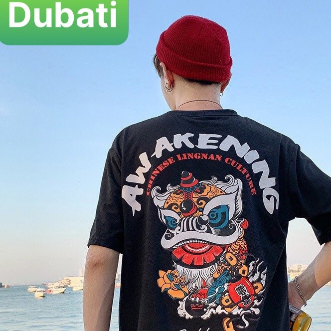 ÁO THUN NAM NỮ, ÁO NGẮN TAY HỌA TIẾT KÌ LÂN FROM RỘNG VẢI DẢY MỊN - DUBATI FASHION