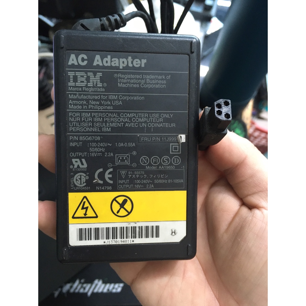 CHÍNH HÃNG QUA SỬ DỤNG Adapter nguồn IBM Thinkpad 85G6705 16V 2.2A  4 LỖ  2 CHÂN KÈM dây nguồn