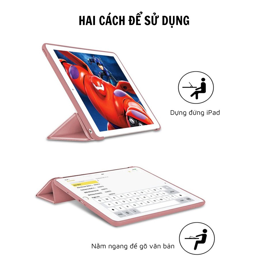 [Sẵn Hàng] Bao da iPad, Ốp iPad Viền Silicon Màu Pastel (Không có khay bút)