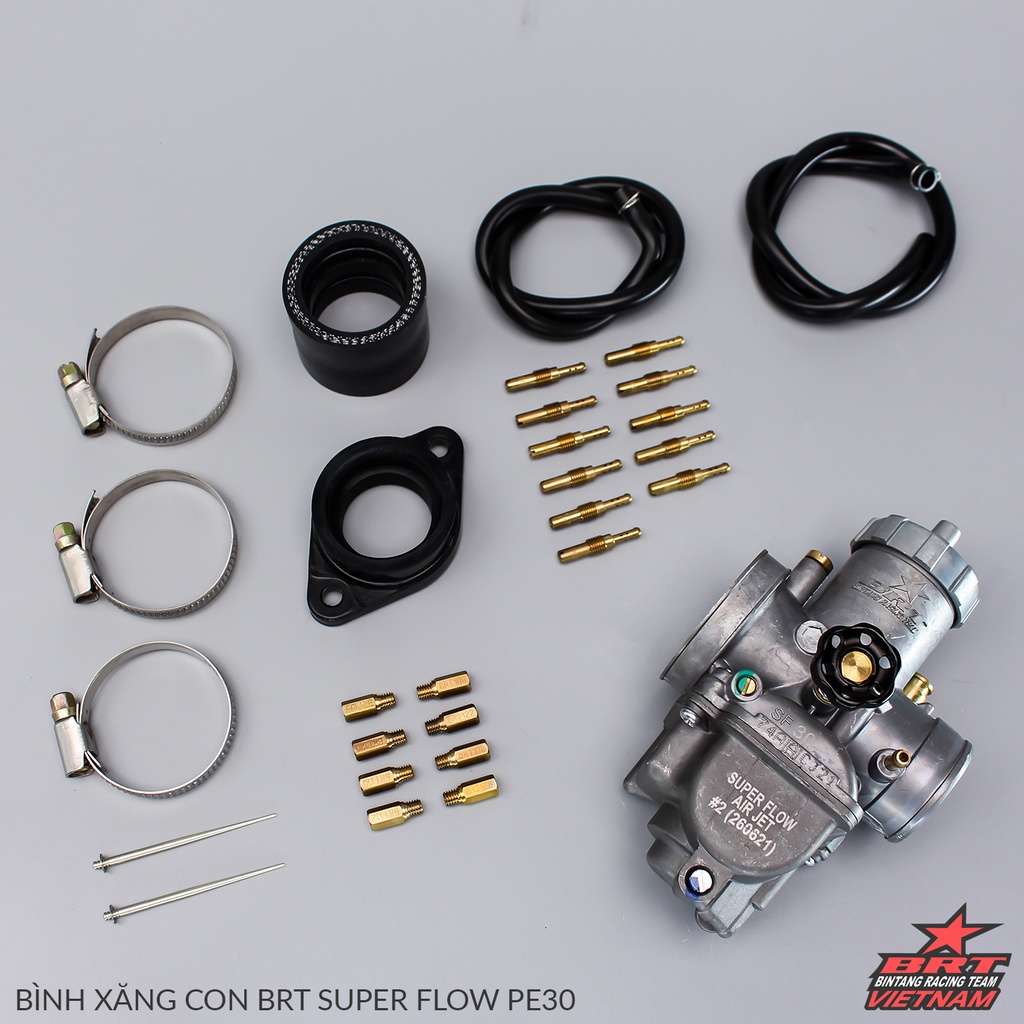 Bình Xăng Con Bông Mai Đen BRT PE28 / PE30 Super Flow AirJet - Hàng Chính Hãng Dễ Canh Chỉnh