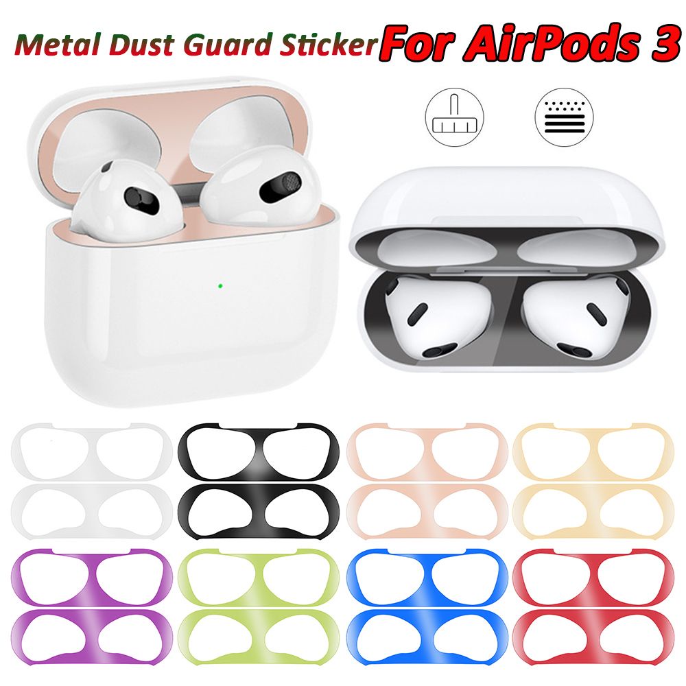 Miếng dán bảo vệ hộp sạc tai nghe chống bụi bằng kim loại cho AirPods 3 2 1 pro