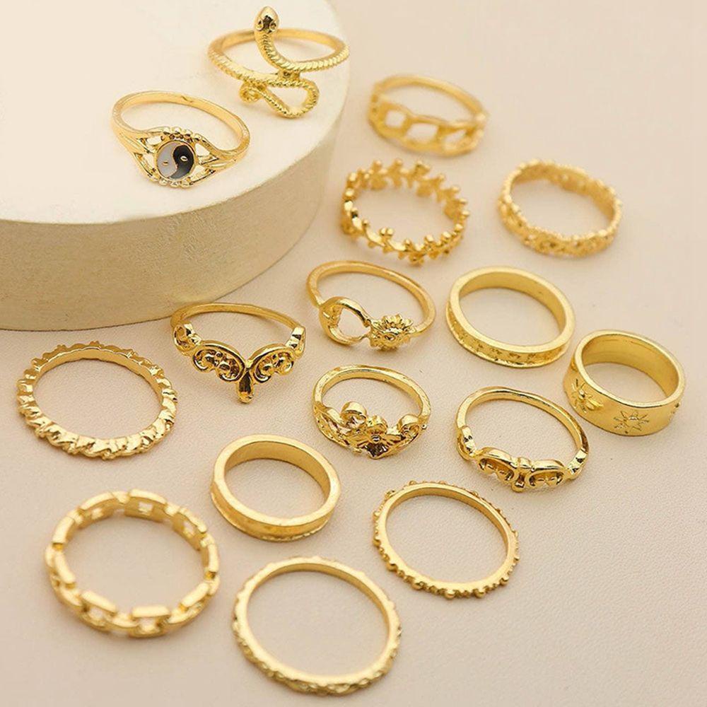 Set 16 Nhẫn Hình Rắn Phong Cách Hàn Quốc Cá Tính Cho Cặp Đôi