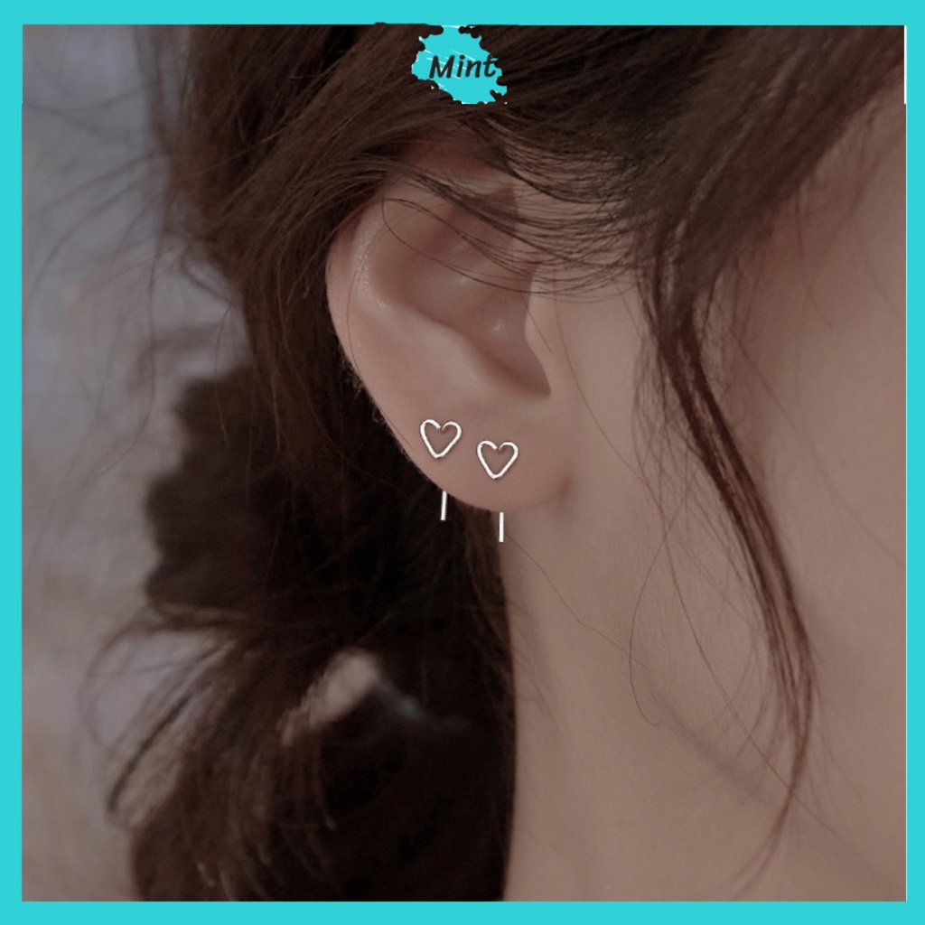 Khuyên Xỏ ❤️KHÔNG GÂY DỊ ỨNG❤️ Khuyên Trái Tim Rỗng Không Gỉ Đơn Giản Phong Cách Hàn Quốc