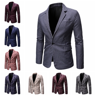 Áo Khoác Blazer Họa Tiết Sọc Caro Thời Trang Mùa Thu Cho Nam