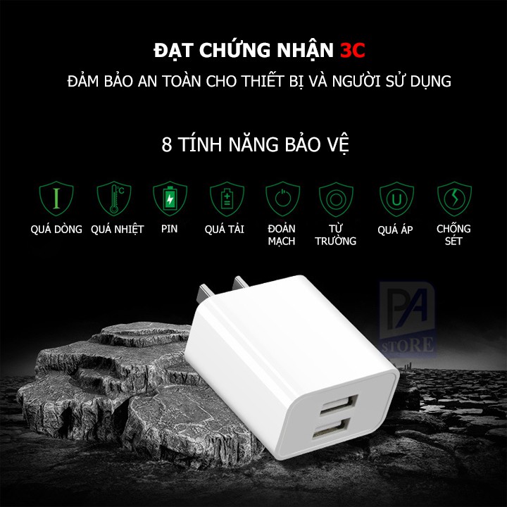 Củ Sạc Nhanh 2 Cổng 5V/2A - Hàng Best Seller Nội Địa Trung