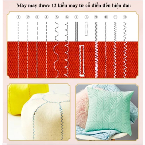 Máy khâu - Máy may mini gia đình FHSM505 có vắt sổ, may được vải thun kèm chân vịt