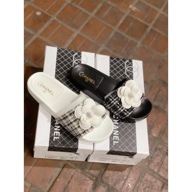 HVm(ẢNH THẬT) Dép Lê Hoa Trà Quai Dạ Ngang Da Mềm Fullbox Bill Túi Cao Cấp