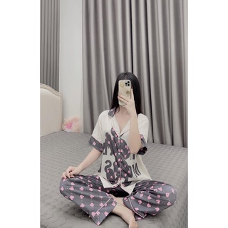 Pyjama lụa nữ, bộ đồ mặc nhà, đồ ngủ LỤA LATIN cao cấp mác SAM loại 1 - CD04