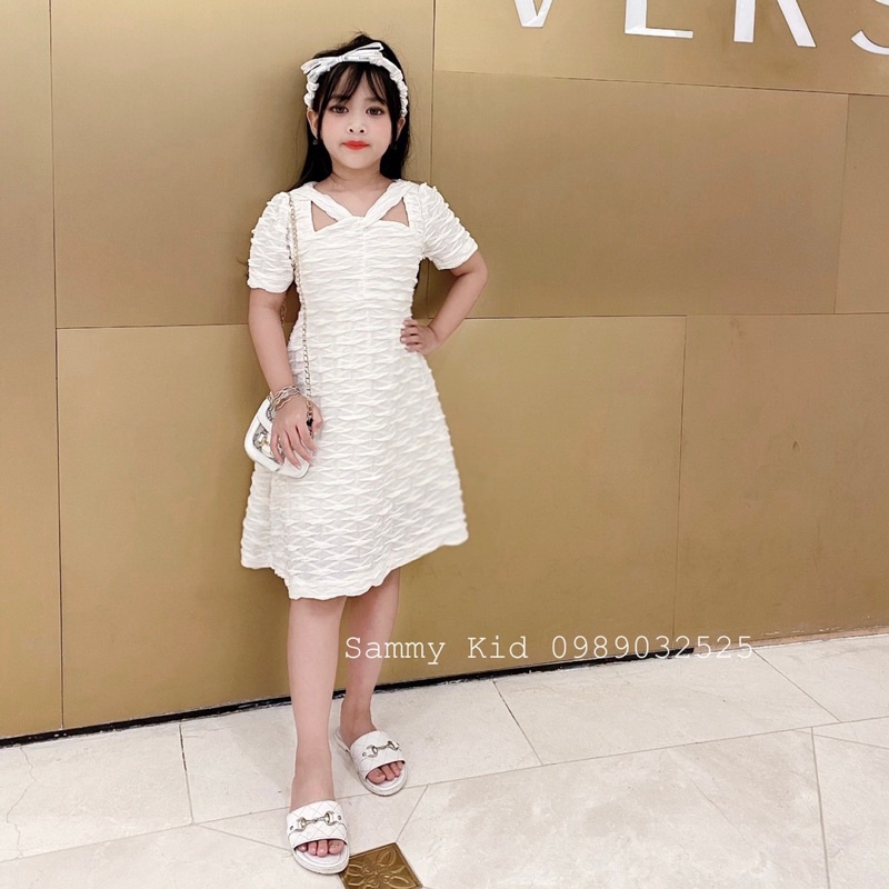 Váy xoè A tiểu thơ nhẹ nhàng sang chảnh cho bé gái size đại 16-41kg