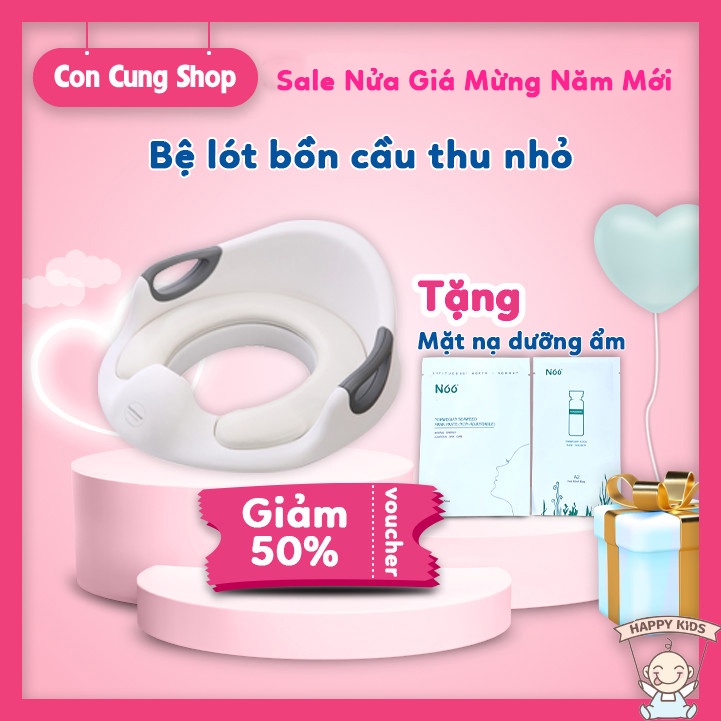 Bệ Lót Bồn Cầu Cho Bé Có Tay Cầm Chống Té Tựa Lưng Chống Mỏi Sillicon Siêu Bền Tặng Miếng Lót