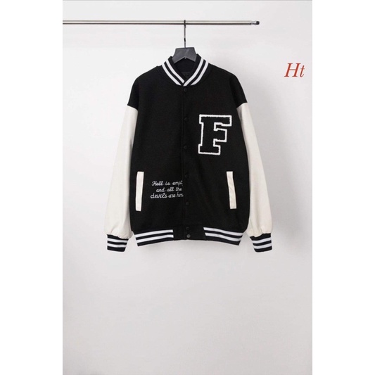 Áo khoác bomber phối chữ F HT12