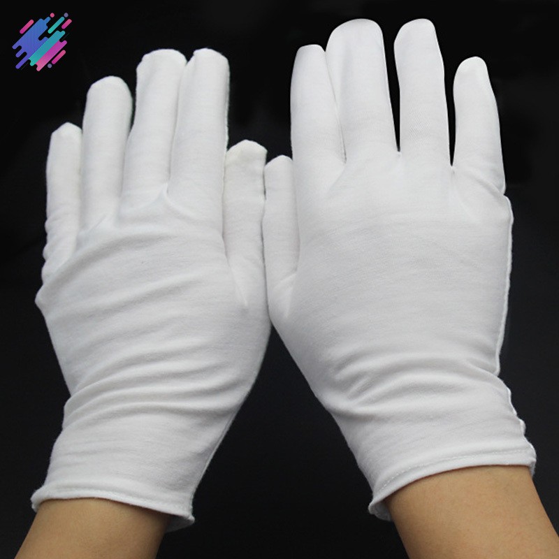 Set 12 găng tay màu trắng chất liệu vải cotton mềm để làm việc tiện dụng