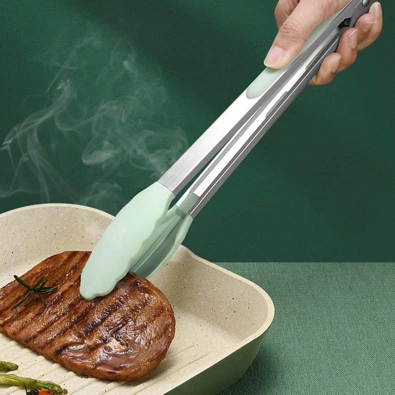 Dụng Cụ Kẹp/Gắp Nướng Thịt, Salad, Bánh, Thực Phẩm Tiện Lợi Bọc Silicon Và Thép Không Gỉ Cao Cấp - Dài 34.5cm