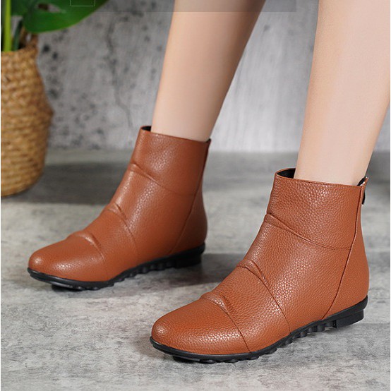 [CHẤT LƯỢNG] Giày boot nữ boot ống tháp tầng, boots 2 dây kéo da mềm không đau chân S036