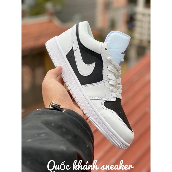 Giày Nike Air Jordan 1 Trắng Đen, Giày Sneaker JD1 Low Panda Cổ Thấp Nam Nữ Thể Thao Cao Cấp Full Box Bill