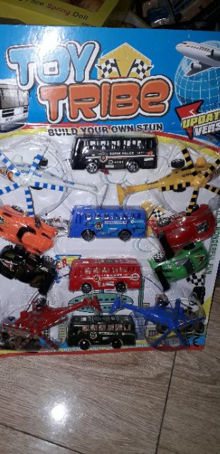 Bộ 12 xe và trực thăng bằng nhựa chạy chớn ms634