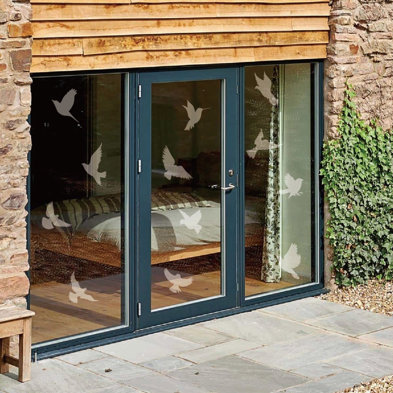 Set 4 Tờ 4 / 16 Miếng Dán Cửa Kính / Cửa Sổ / Cửa Ra Vào / Văn Phòng Chống Va Chạm In Họa