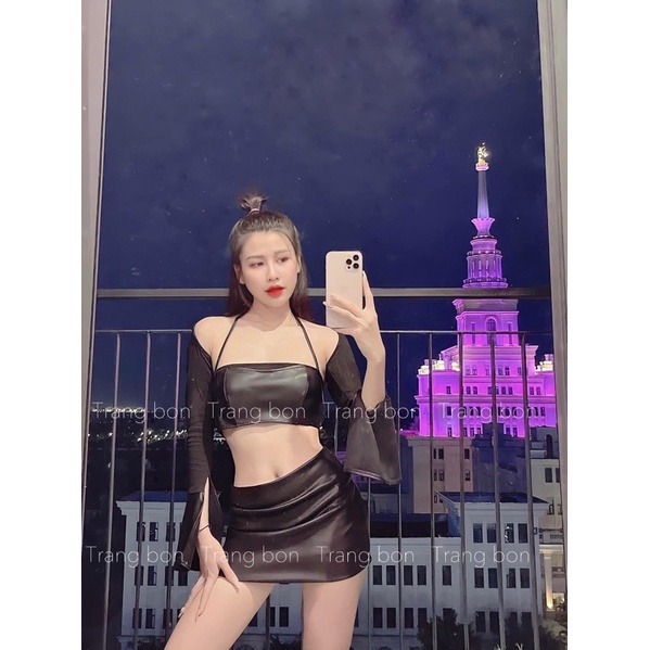 Set áo phối dây-cvay da