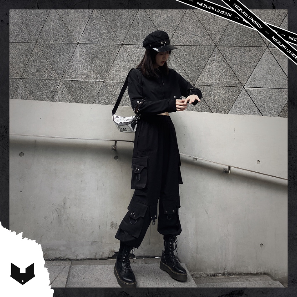 Quần jogger boxpant nhiều túi hộp ống suông nam nữ, quần nhảy hiphop phong cách Châu Âu