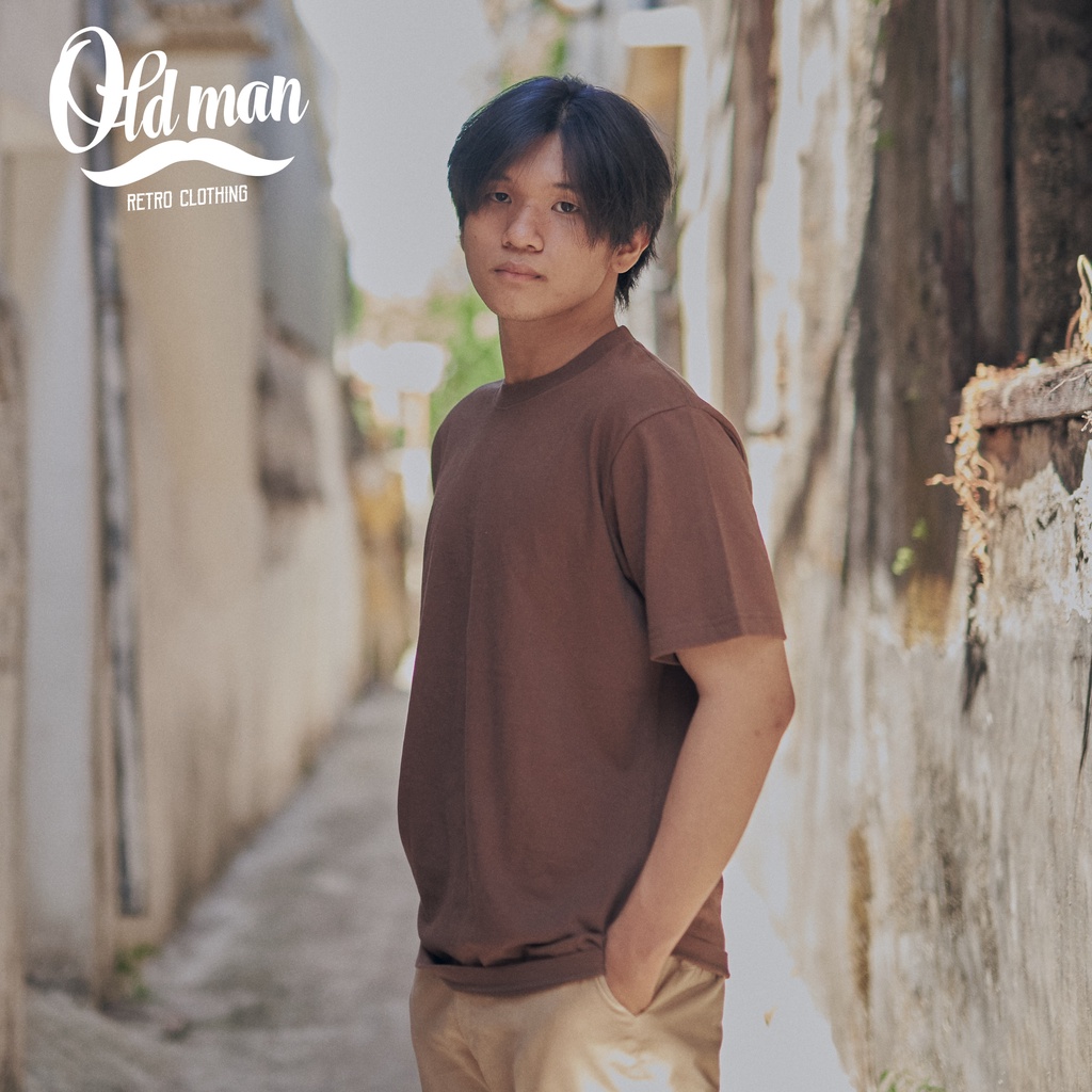 Áo Thun Cotton Nam Trơn OLDMAN Cổ Tròn, Có Bo Cổ, Áo Phông Retro Unisex 220g Vintage, Basic, Tay Đùi Ngắn, Cổ Điển | BigBuy360 - bigbuy360.vn
