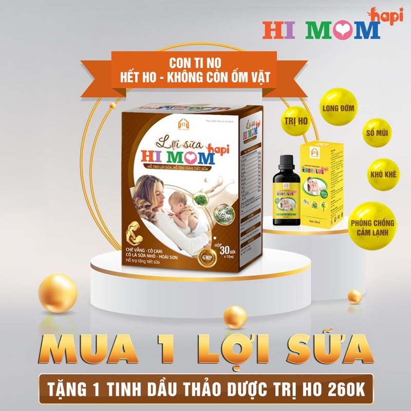 LỢI SỮA HI MOM HAPI -Giúp Gọi Sữa Về,Mát Sữa ,Thông Tắc Tuyến Sữa,Có Chè Vằng,Cỏ Sữa tốt Cho Mẹ Sau Sinh Đang Cho Bé Ti