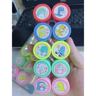 Bộ 10 con dấu-dấu dập hình- dập con số-dấu mặt cười-noel-con vật có sẵn mực