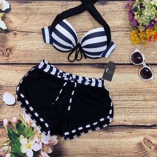 Bikini 2 Mảnh Sọc Hợp Trend Nhất ( Đỏ + Đen )