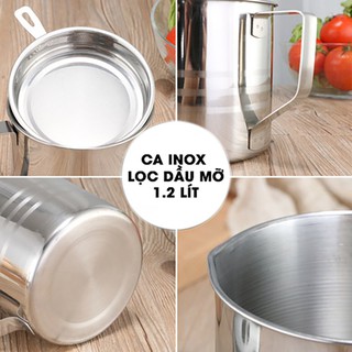 Ca Lọc Dầu Ăn Mỡ, Có Lưới Lọc Cặn Bằng INOX 304 Dung Tích 1,2L