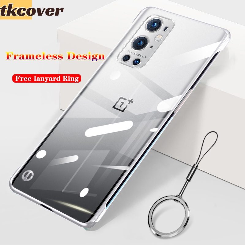 Ốp điện thoại cứng trong suốt không viền dọc kèm dây đeo cho OnePlus 9RT 9R 9 8 7T 7 Pro 8T